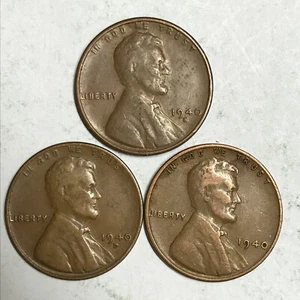 1940P 1940D und 1940S Lincoln Wheat Cents sehr schöne Münze 115 - Bild 1 von 1