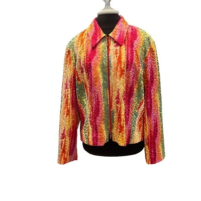Chaqueta Blazer Joseph Ribkoff Texturizada Multicolor Acuarelas Cremallera Frontal 16 Foto 1 de 4