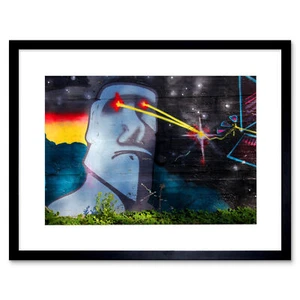 Graffiti Osterinsel Kopf Laser Kunstplakat Gerahmter Kunstdruck 18x23 cm - Bild 1 von 21