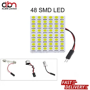 Car Interior Dome Panel White LED Light 48 SMD 5050 Lamp T10 Festoon BA9S 12V 5W - Picture 1 of 12