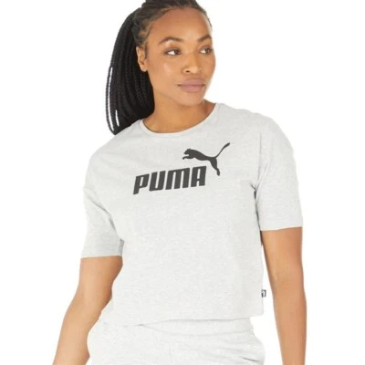 Camiseta Puma Camiseta Mujer XS Pequeña Recortada Logo Gris  Foto 1 de 2