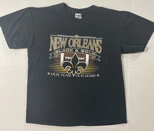 Vintage New Orleans Saints Football T-Shirt Gr. L schwarz & gold "Our Team Our Home" - Bild 1 von 7