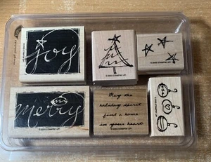 Stampin up Stamp Set Retired Holiday Spirit  Mounted Christmas 6 Pcs 2003 - Picture 1 of 6