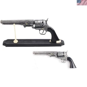 Stunning 13-Inch Western Revolver: Decorative Metal Piece with Elegant Stand - Picture 1 of 2