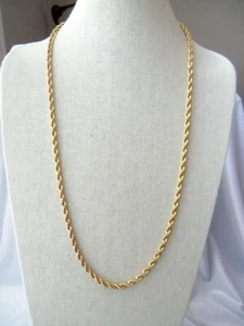 Vintage Gold Tone French Rope Chain Necklace 30" - Picture 1 of 6