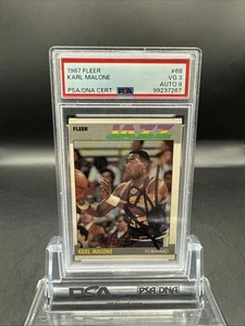 KARL MALONE SIGNED 1987 FLEER CARD #68 PSA DNA AUTO UTAH JAZZ DREAM TEAM POP 1🔥 - Picture 1 of 4