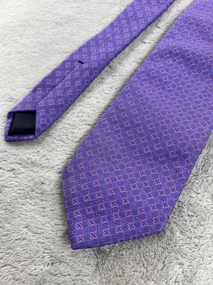 Brooks Brothers Tie Mens Purple Geometric Woven Made in USA Italian Fabric - Image 1 of 4
