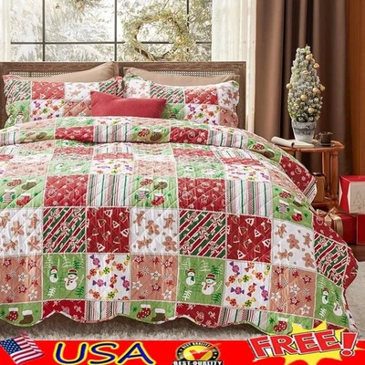 Reversible Christmas Plaid Quilt Set Ultra Soft Bedspread W/ Pillow Shams New - Image 1 of 4