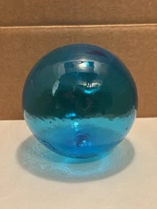 Vintage Hand Blown Art Glass Sphere Aqua Blue Float Ball Round 4 7/8” - Picture 1 of 12