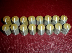 Set of (16)  Yamaha Mixing Console Gain Knobs From Model MC1603 Gray/Tan - Picture 1 of 9