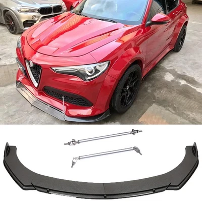 For Alfa Romeo Giulietta Carbon Look Front Bumper Lip Splitter Spoiler + Rods - image 1 of 4