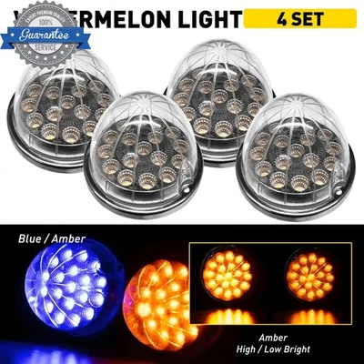4 PIEZAS Luces LED de Sandía Azul Ámbar con Anillo Cromo Lámparas de Liquidación de Marcador Lateral Foto 1 de 4