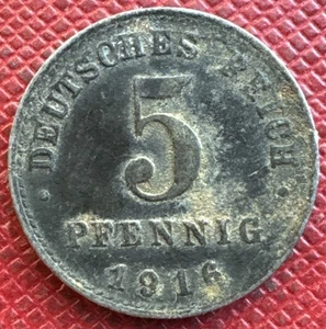 Germany, Empire 1916-A Iron 5 Pfennig. Wilhelm II. WWI Era. KM# 19 - Picture 1 of 2