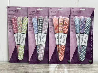 Lote de 4 paquetes triples de limas de uñas de cosméticos de diamante paquetes de variedad 240 granos Foto 1 de 4