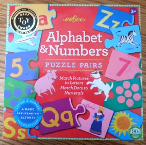 NEW 2019 AWARD WINNING eeBoo "Alphabet & Numbers Puzzle Pairs" Game for Ages 3+ - Picture 1 of 4