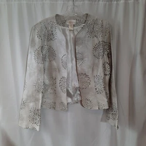 A. B. Lambdin Abendbolero Jacke aus durchbohrtem Leder Silber - Größe M - Bild 1 von 7
