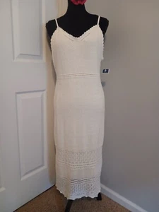Abito tubino nuovo con etichette Freshman1996 maxi panna uncinetto senza maniche BOHO XS S M BODYCON - Foto 1 di 9
