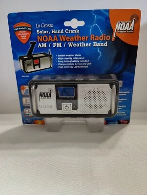 NEW Sealed Portable Weather Radio AM/FM Hand Crank Solar La Crosse NOAAK 810-106 - Image 1 of 4