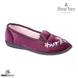Shoe Tree Komfort Dorothy Heather Blumenmuster Damen Komfort Stoff Hausschuhe - Picture 1 of 1