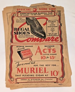 Vintage 1936 New York Yankees Game Scorecard – Unwritten, Age-Appropriate Wear - Picture 1 of 6