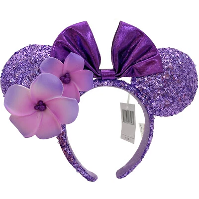 Disney Parks Purple Black Orange Plumeria Minnie Ears Aulani Hawaii Headband - Image 1 of 4