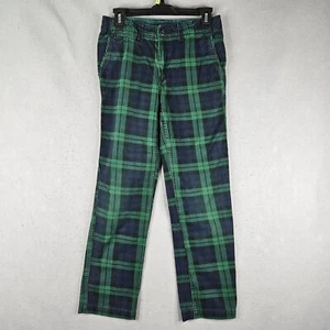Lands End Pants Boys Size 14 Green Plaid Tartan Iron Knee Adjustable Waist - Picture 1 of 11