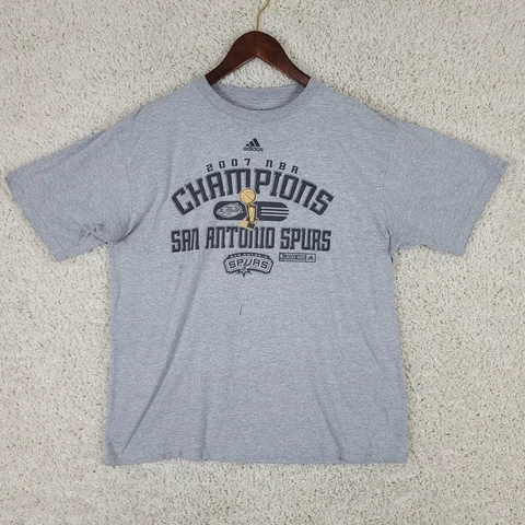 Y2K ADIDAS San Antonio Spurs T-Shirt Men's Size Large L 2007 NBA Champions  Gray Cover