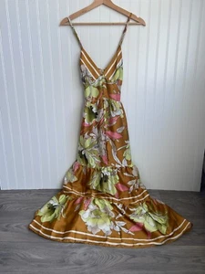 Gryegrass Maxikleid Damen Größe Small Farbe hellbraun Blumenmuster ärmellos, tropisch - Bild 1 von 5