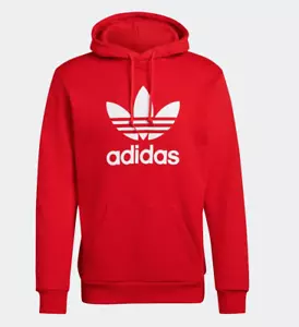 Adidas Originals Herren rot Kleeblatt French Frottee Baumwolle Pullover Hoodie H06668 - Bild 1 von 2