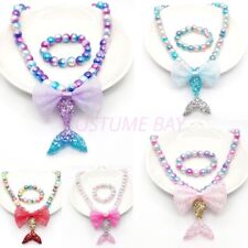 Kids Girls Mermaid Tail Jewellery 2pcs Set Beads Necklace bracelet Charm Fashion
