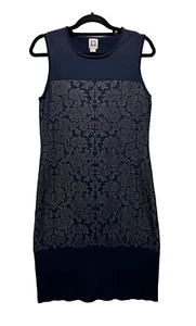 Abito midi donna Anne Klein taglia large elasticizzato senza maniche blu navy floreale - Foto 1 di 9