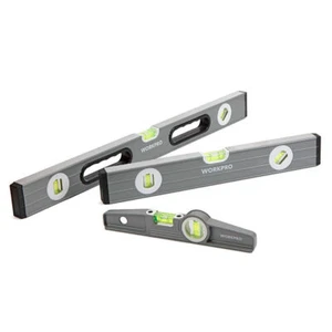 WORKPRO Spirit Level Set 3 Pieces 9" Torpedo Level 16"&24" Box Beam Spirit Level - Picture 1 of 8