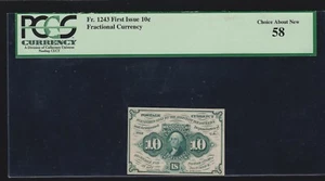 US 10c Fractional Currency Note FR 1243 PCGS 58 Ch AU - Picture 1 of 2