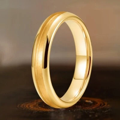 Anillo de carburo de tungsteno pulido con incrustación de ranura de 2 mm para hombres y mujeres de 4 mm ajuste cómodo Foto 1 de 4