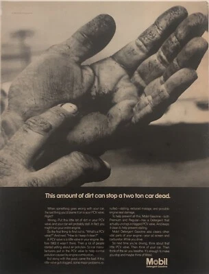 Detergente móvil 1968 gasolina anuncio impreso manos sucias - motor de ruina de suciedad de colección años 60 Foto 1 de 4