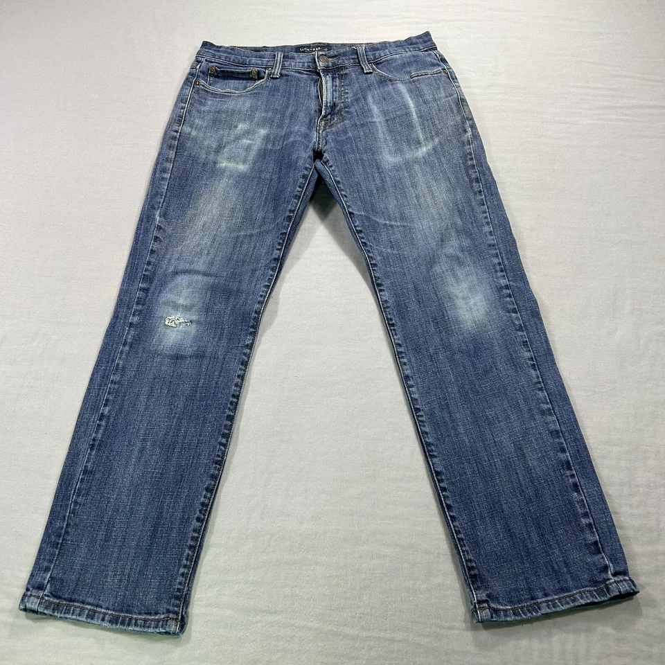 Lucky Brand Jeans Mens 32x29 Blue 221 Straight Leg Distressed Original Fit ^ - Image 1 of 4