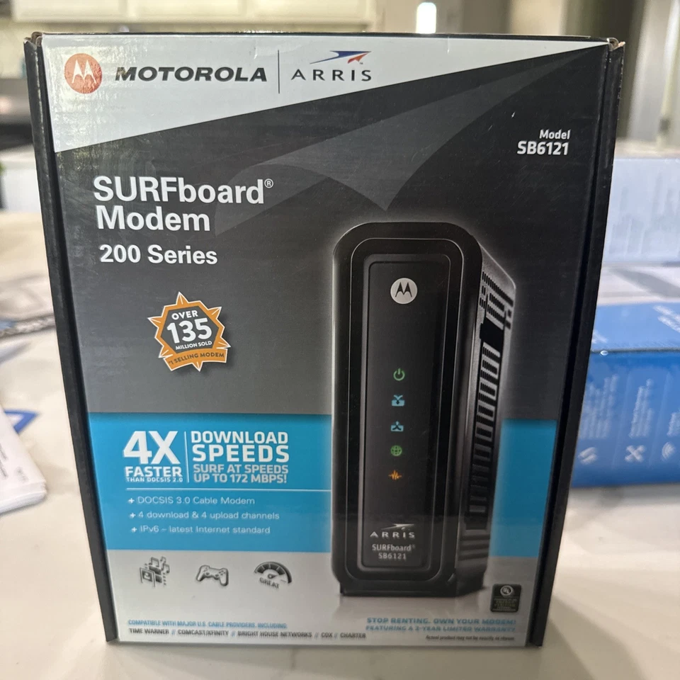 MOTOROLA ARRIS SURFboard Modem 200 Series Model SB6121. BRAND NEW, SEALED - Image 1 of 1