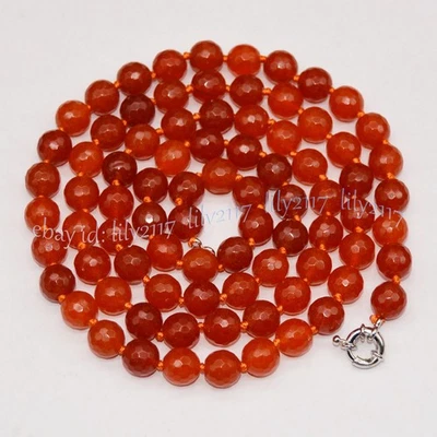 Collar de joyería facetado de 10 mm con cuentas redondas de piedras preciosas naturales de topacio naranja de 14-50"" Foto 1 de 4