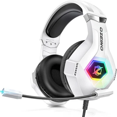 Ozeino Gaming Headset for PC, Ps4, Ps5, Xbox with 7.1 Surround White  - Image 1 of 4