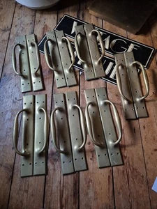 Pair Large antique vintage old art deco Door school shop Handles Pulls 15 " - Picture 1 of 10