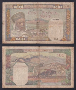 Banconota Algeria 100 dinars 1941 P.-85 BB-/VF- - Picture 1 of 1