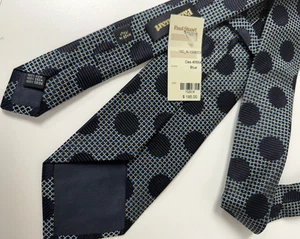 Corbata Paul Stuart a lunares azul marino dorado seda cachemira nueva con etiquetas $195 - Imagen 1 de 4