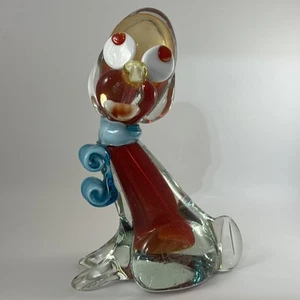 Vintage MCM Murano Glas breite Augen große Augen roter Hund schwere Krawatte Zunge heraus - Bild 1 von 13