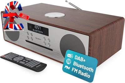 DAB+ Radio & CD Player | Compact Wooden Hifi Music System | Bluetooth Digital Ho - Image 1 of 4