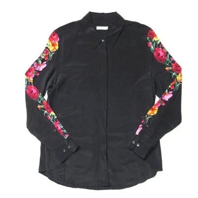 Camisa Equipment Earl en Contraste Negra Manga Floral Seda Abotonada M Foto 1 de 4