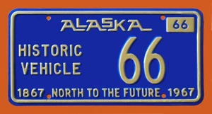 RARE! ALASKA HISTORIC VEHICLE 1ST YR LICENSE PLATE " 66 " AK GREAT LOW NUMBER - Picture 1 of 1