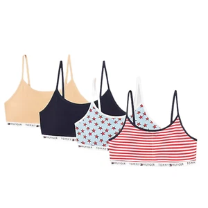 NEW TOMMY HILFIGER 4 PACK GIRLS BRAS BRALETTE  SIZE Small 6/7 Color CERULEAN - Picture 1 of 2
