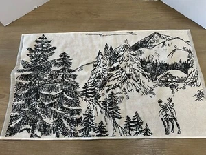 Pottery Barn Rustic Forest Bath Mat Woodland Cabin Mountain Winter Deer Stag - Picture 1 of 3