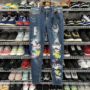 Rockstar Original Ripped Graphic Jeans Girls Size 9 NWT - Picture 1 of 8