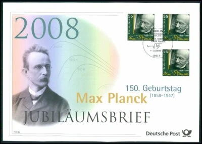 GERMAN POST ANNIVERSARY-FDC 2008 MAX PLANCK PHYSICAN NOBEL PRIZE u745 - Image 1 of 4